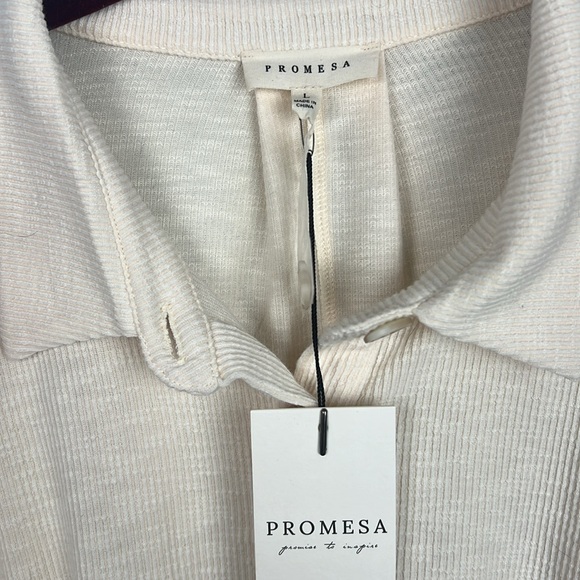 Promesa NWT large one piece ribbed tie belt exposed seam one piece button romper - Picture 6 of 11